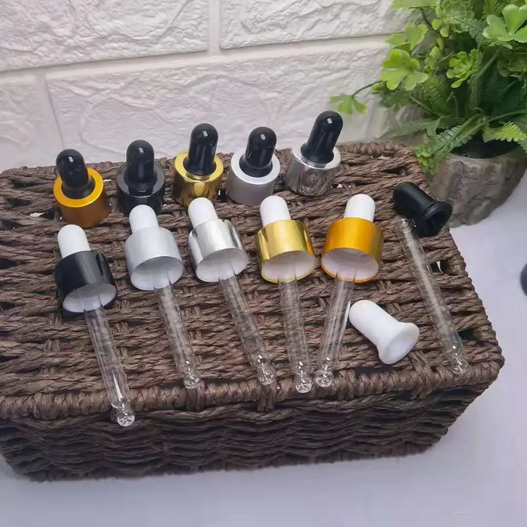 Dropper Cap Glass Dropper Dropper White Oil For Essential Bottle lids Essential Oil Glass Bottle with Different Type Rubber Bulb