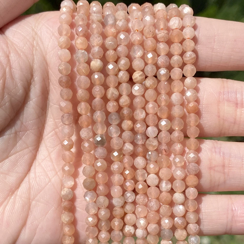 

Natural Faceted Sunstone Round Loose Spacer Stone Beads For Jewelry Making Bracelet Handmade 2 3 4mm