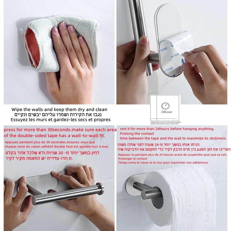 لاصق لكمة خالية مناديل حمام حامل المناشف الورقية المنظم جدار جبل تخزين المطبخ الحمام لا الحفر موزع الأنسجة #6