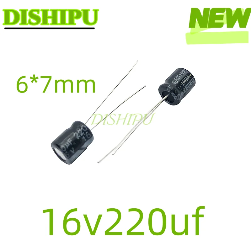 

100pcs 16v220uf aluminum electrolytic capacitor in line insert volume 6*7mm