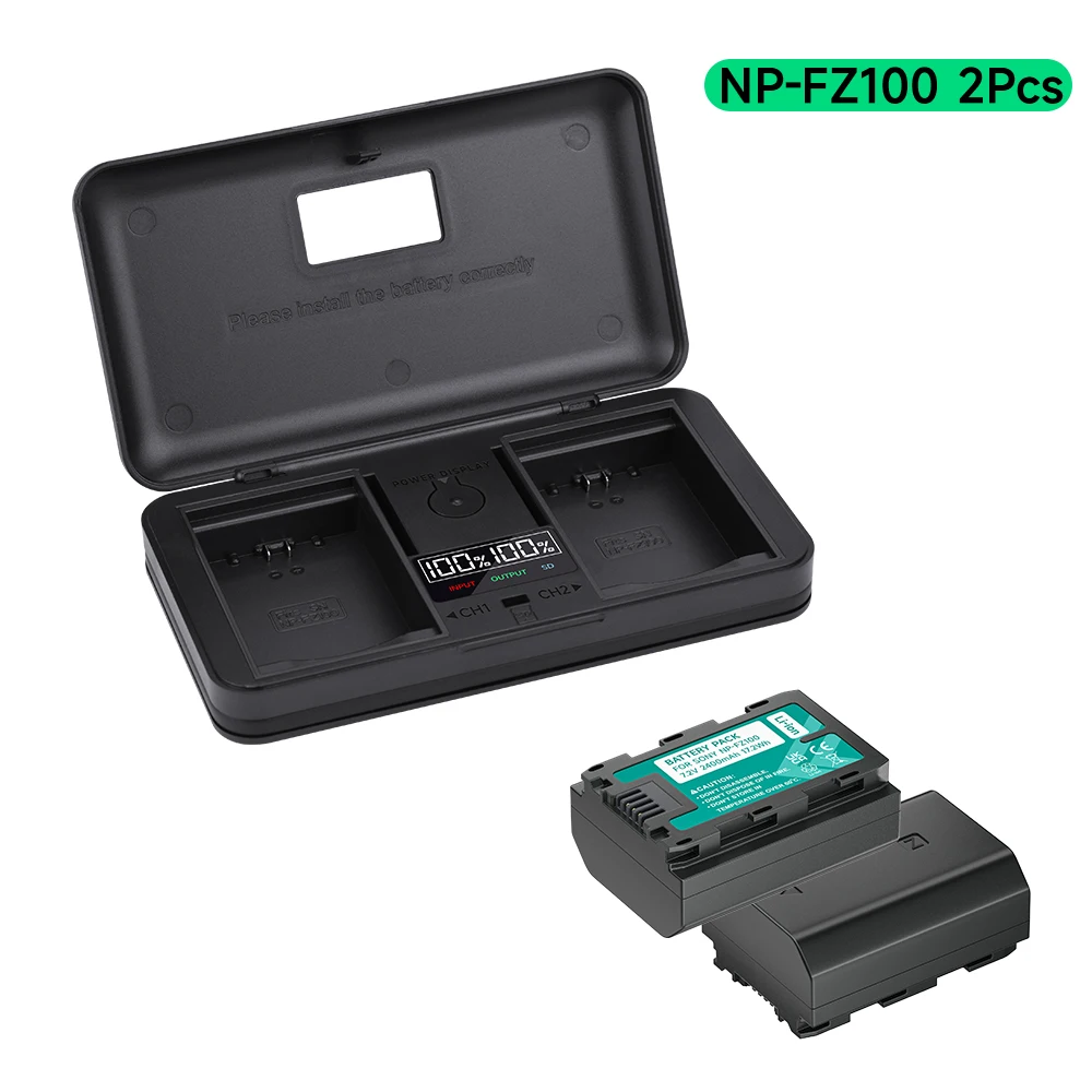 PALO NP FZ100 NPFZ100 NP-FZ100 Batteria + LCD Caricatore Doppio USB per Sony Alpha A7III A7R III A9 Alpha 9 A7R3 A6600 BC-QZ1 Batteria