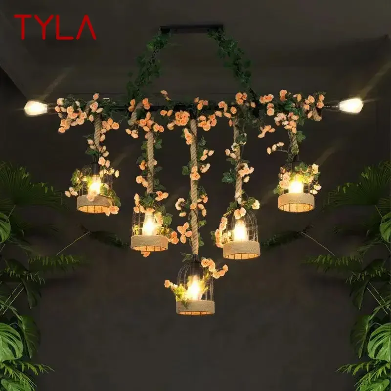 TYLA American Country Pendant Lamp Retro Creativity Plant Music Restaurant Cashier Counter Bar Cafe Milk Tea Shop Chandelier