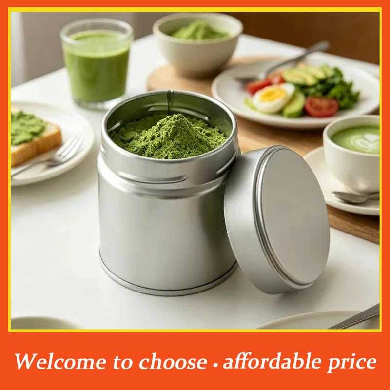 #1Pc Portable Mini Matcha Powder Can Thick Tinplate Sealed Jar Tea Spice Storage Kitchen Household Gadgets