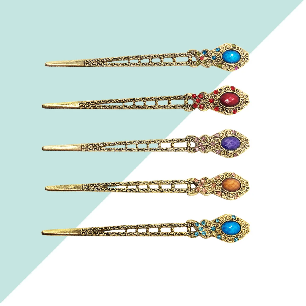 

5 Pcs Retro Hairpins Vintage Accessories Classic Hair Clips Elegant Women Hair Sticks Graceful Hairstyle Decorations