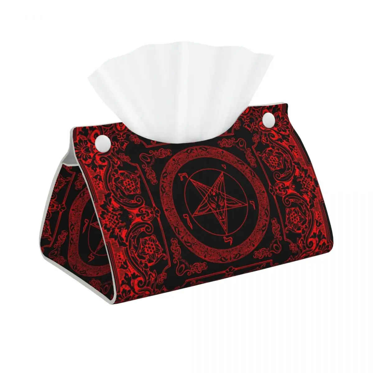 Custom The Sabbatic Goat Baphomet Tissue Box Cover for Satanic Occult Pentagram PU Leather Rectangular Facial Tissue Box Holder