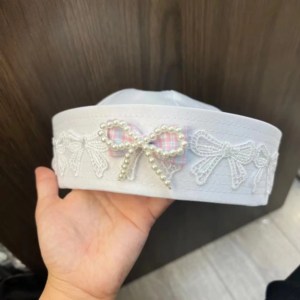 

Japanese Y2k Sailor Caps Harajuku JK Navy Hat Sweet Bow Lace Berets Women