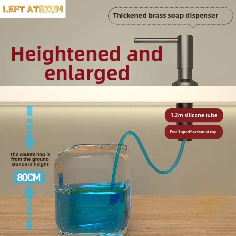 Kitchen Sink Soap Dispenser Sink Soap Dispenser With Tray Hook Extension Tube Detergent Countertop Dishwashing Liquid Soap Dispe