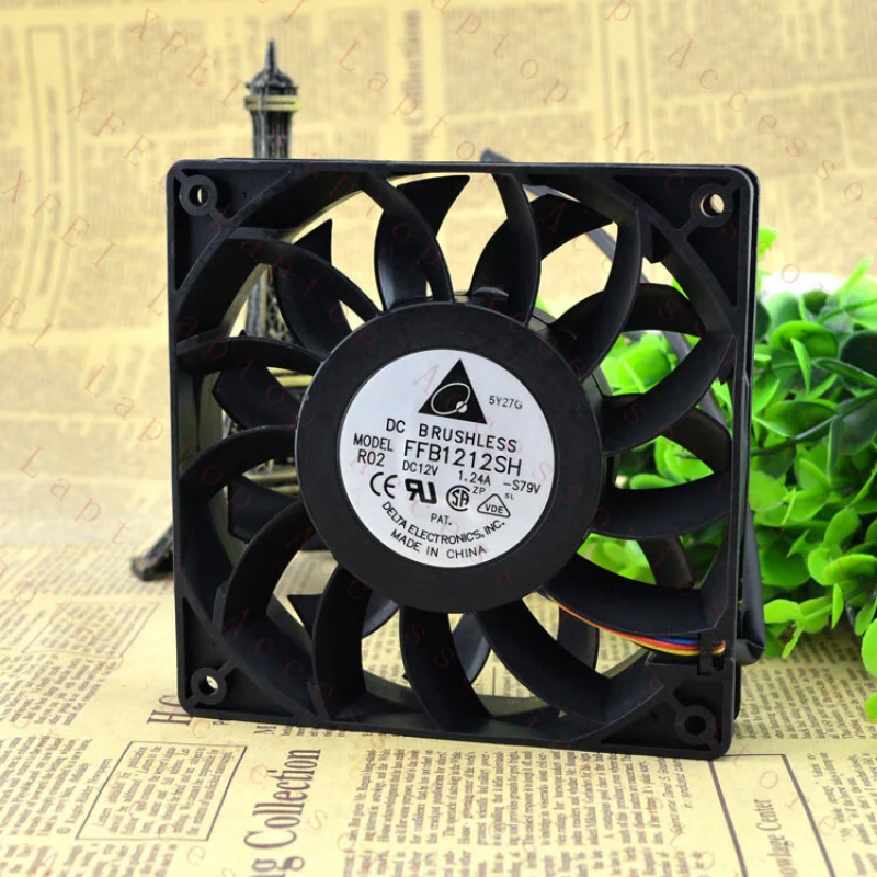 D  1PC FFB1212SH Cooling Fan 12cm 12V 1.24A 4Pin New