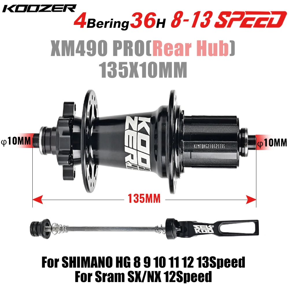 KOOZER XM490 PRO Bicycle hubs 28/32/36 Holes Qr Thru TA Steel