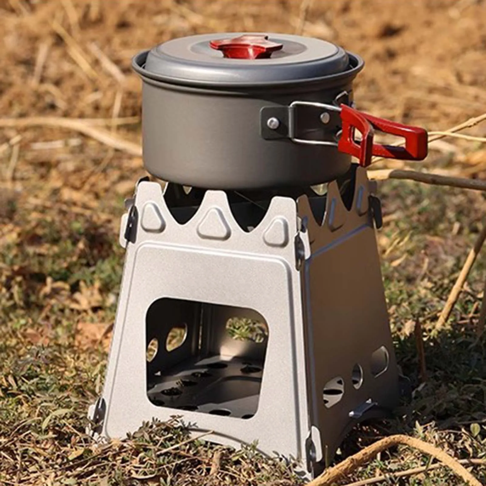 Portable Outdoor Charcoal Grill Stainless Steel Square Firewood Stove For Camping Hiking Picnic BBQ Outdoor Heating Device 2024