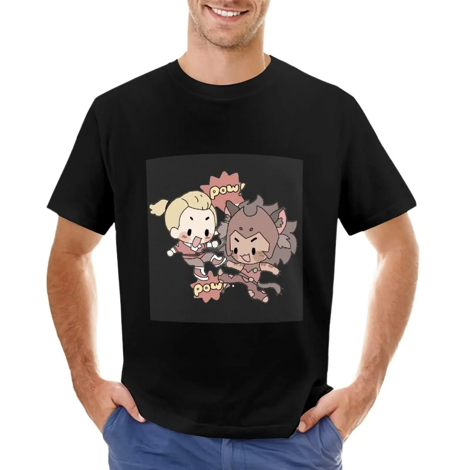 Chibi Adora x Catra T-Shirt customizeds anime clothes heavyweights sweat mens cotton t shirts