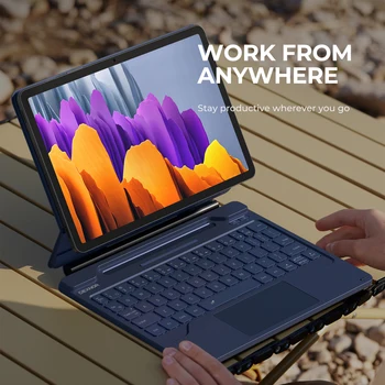 DEXNOR 마그네틱 키보드, 삼성 갤럭시 탭 S9 11 탭 S9 FE 10.9 플로팅 캔틸레버 스탠드, 멀티 터치 트랙패드 펜꽂이