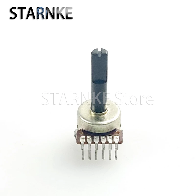 2PCS R161 Single Row 6-Pin Dual B100K With Center Positioning Speaker Amplifier Audio Volume Potentiometer D Shaft Length 25mm
