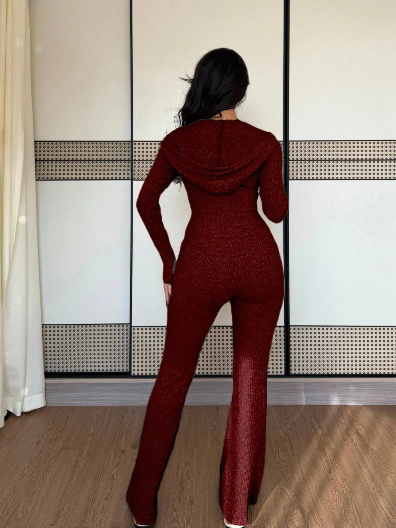 2025 الخريف اليومية بدلة نسائية غير رسمية المألوف بلون سستة سترة مقنعين بنطلون مريح سليم قطعتين مجموعة #6