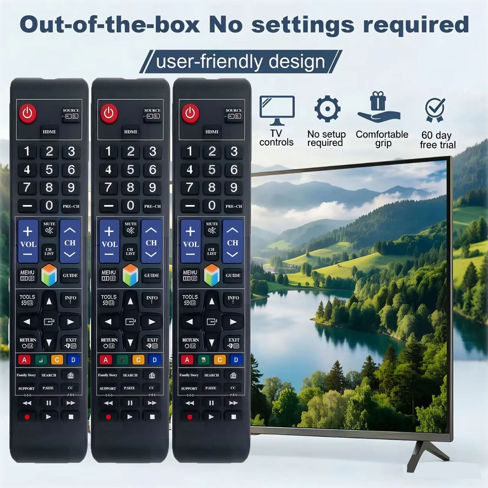3pcs AA59-00594A Universal Replacement Remote Control fit for Samsung Smart TV | 3D LCD LED HDTV TV