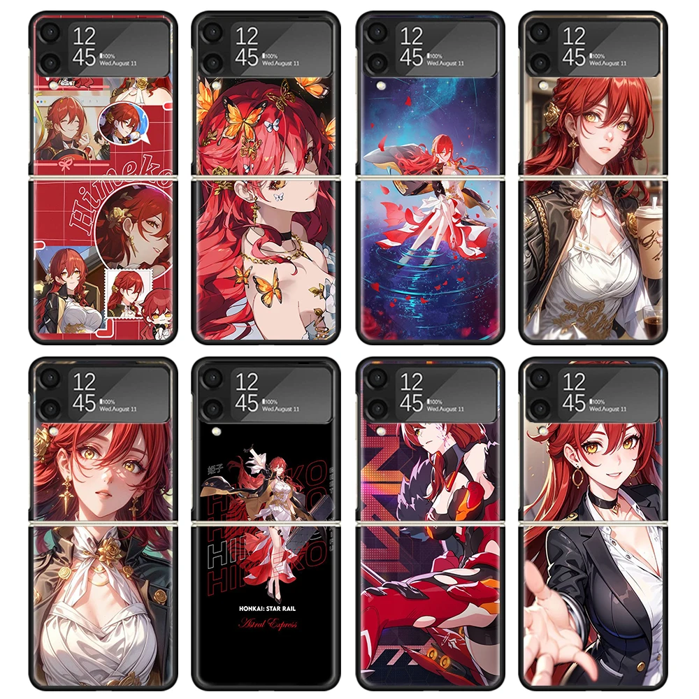 Honkai Star Rail Himeko Black Phone Case For Samsung ZFlip6 ZFlip5 ZFlip4 ZFlip3 5G Hard Protective Galaxy Z Flip 3 4 5 6 Cover 