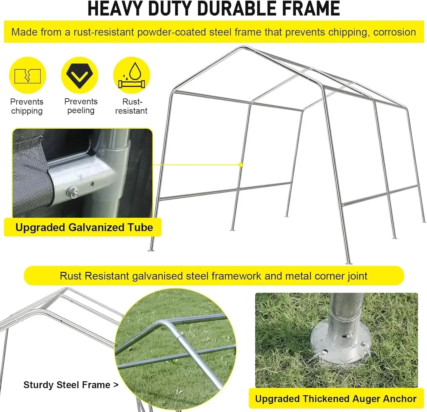 8x14 ft Portable Shed Outdoor Storage Shelter,10 Year UV Resistant Carport,Heavy Duty Outdoor Storage Shed