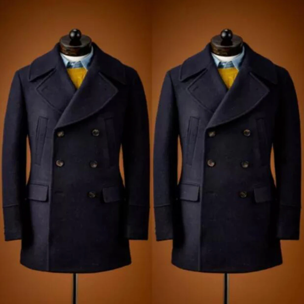 

Classic Tweed Woolen Blend Suit Jackets For Man Double Breasted Prom Blazers Business Evening Party Dresses Outfit Groom Tuxedos