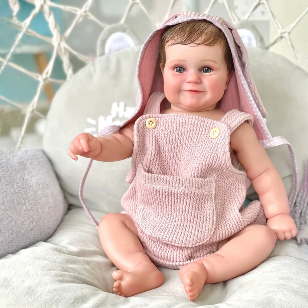 

50CM Bebe Reborn Doll Full Body Silicone Maddie Toddler Girl Hand-detailed Painting Doll 3D Skin Tone Rooted Hair Visible Venis