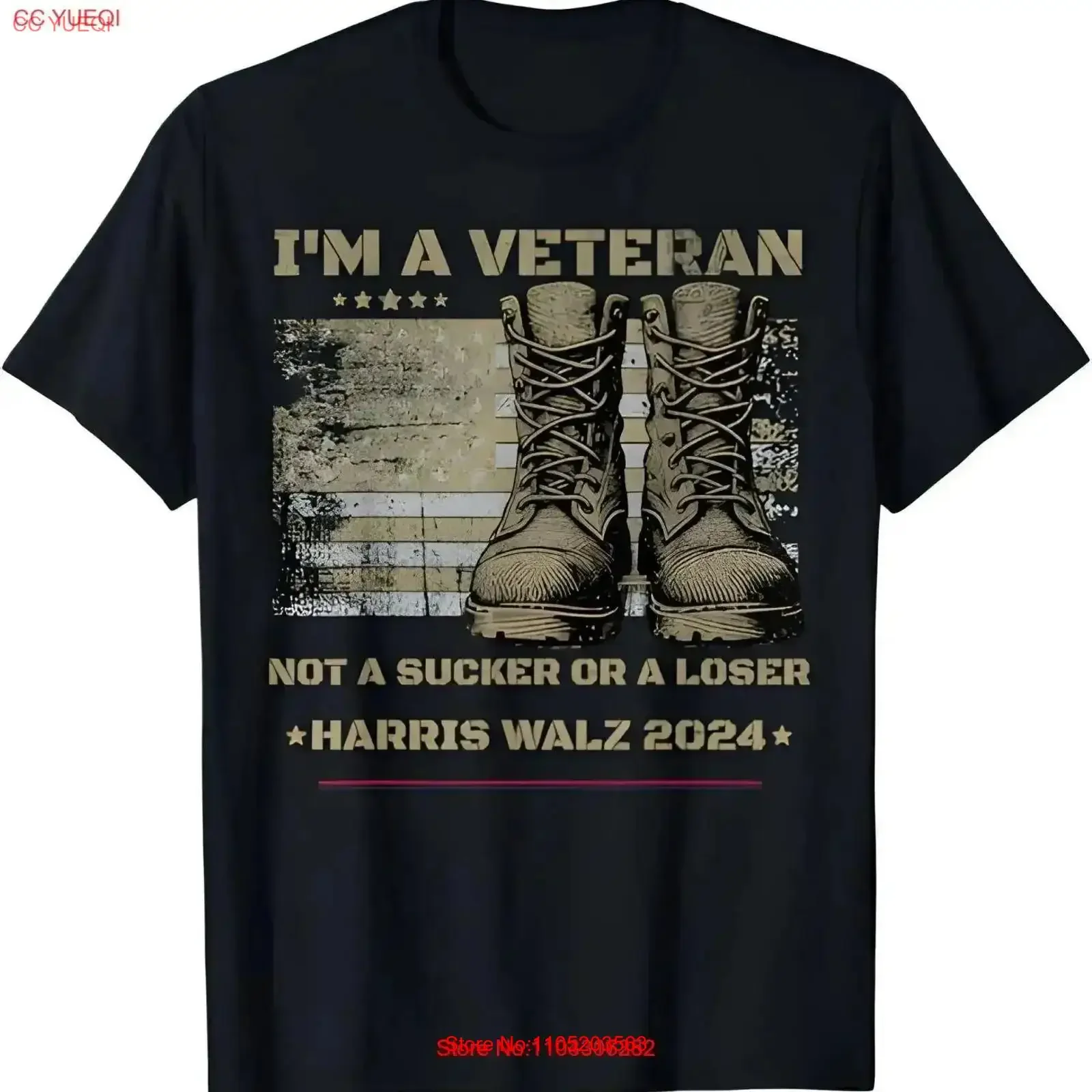 Veteran's Boot Military for Harris Walz 2024 Campaign T Shirt vintage Washed Unisex fashion Top For Everyday Wear Stretched