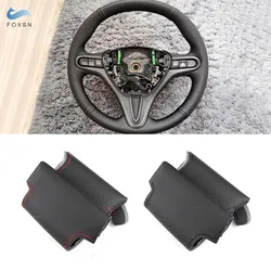 For Honda Civic 8th MK8 2005 2006 2007 2008 2009 2010 2011 Hand-stitched Perforated Leather Steering Wheel Braid Protect Cover