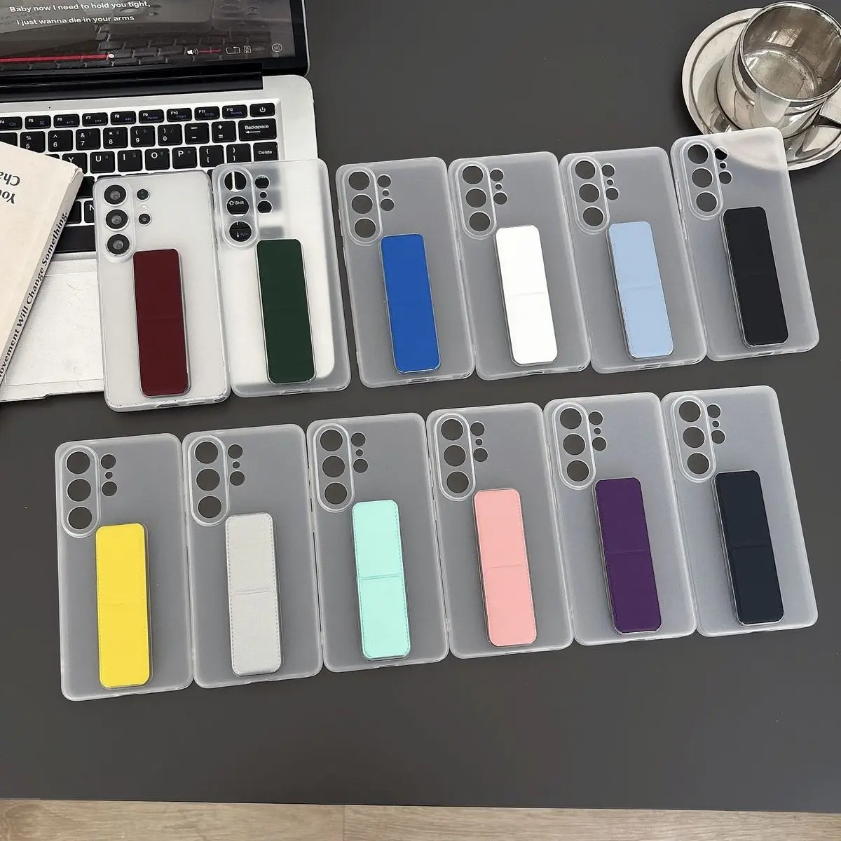 Wristband Magnetic Bracket Matte Phone Case for Samsung Galaxy S26 S25 Ultra 24 23 22 21 Plus Galaxy S26 Ultra Slim Stand Cover