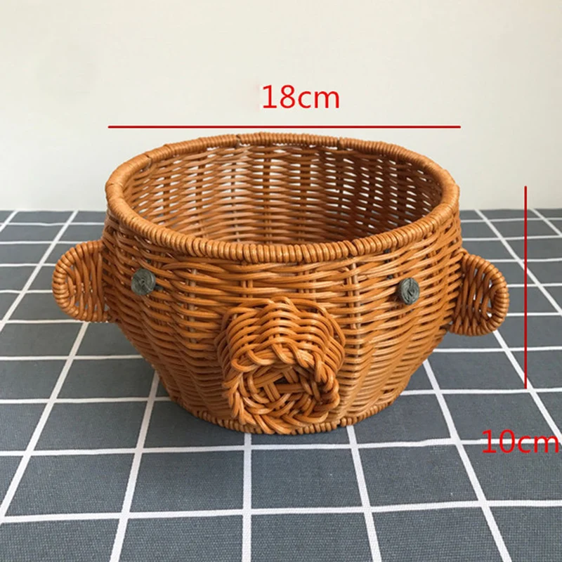Rattan Woven Fruit Basket Cute Shape Fruit Bowls Tray Vegetable Snack Basket Novelty Animal Shaped - view 3