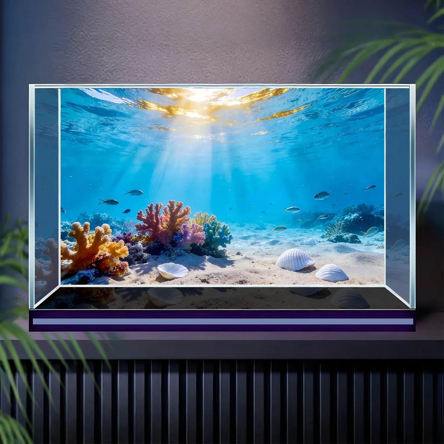 Aquarium Fish Background - アンダーウォーターワールド、水槽背景画、水槽ステッカー、前面粘着式、水槽造園装飾