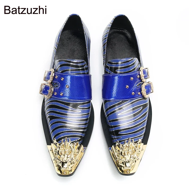 

Batzuzhi Men's Shoes Italian Type Handmade Gold Belt Leather Dress Shoes for Men Wedding Shoes and Party Zapatos Hombre, 38-47