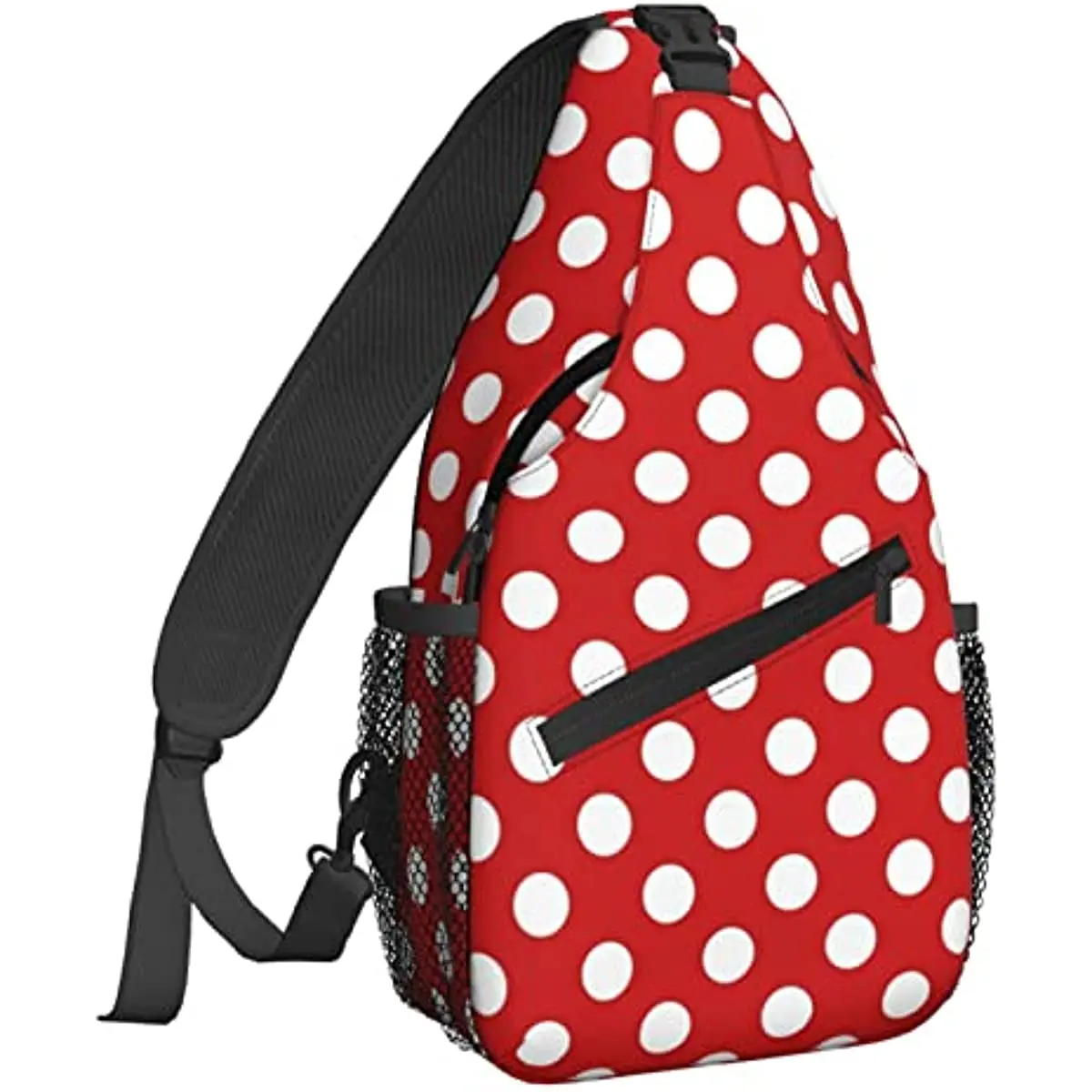 Red White Polka Dot Sling Backpack Chest Bag Crossbody Shoulder Bag Gym Cycling Travel Hiking Daypack for Men Women for Gym