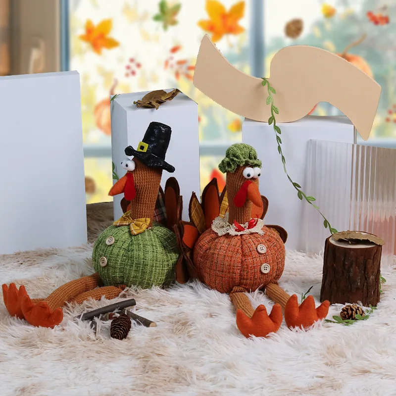 Thanksgiving Decoration Harvest Season Creative Leg Hanging Turkey Doll Autumn Party Home Decoration Ornament Gifts