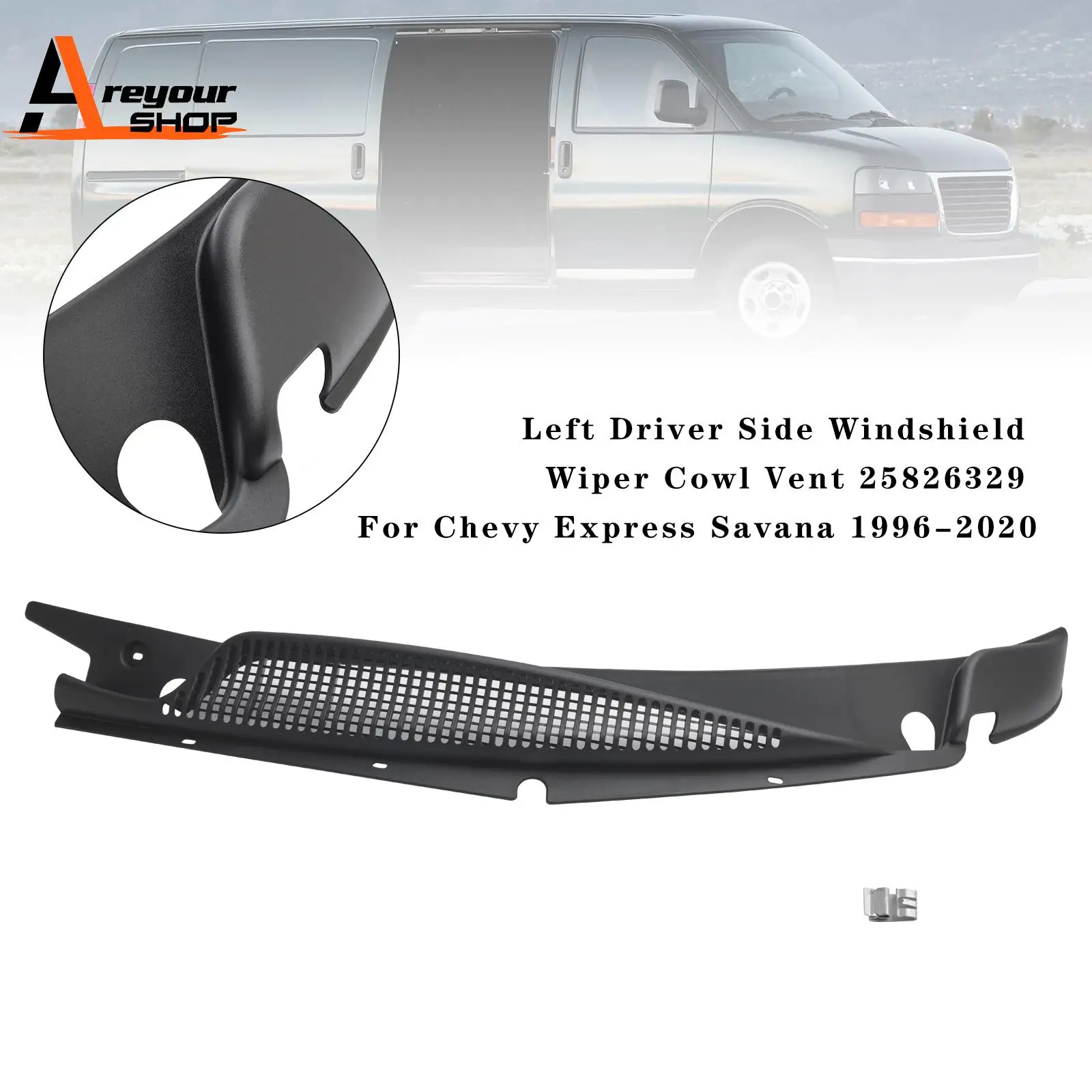 Left Driver Side Windshield Wiper Cowl Vent 25826329 for Chevy Express Savana