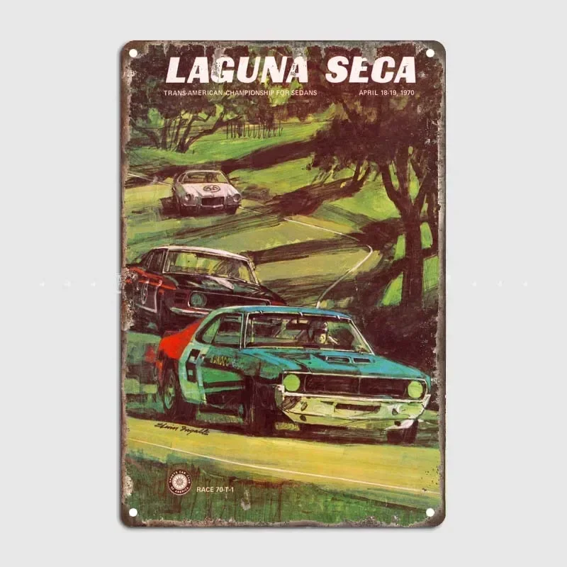 Vintage Decoration Bed Room Decor Laguna Seca Trans American Sedans Championship April 1970 Bar Metal Tin Signs Metal Wall Art