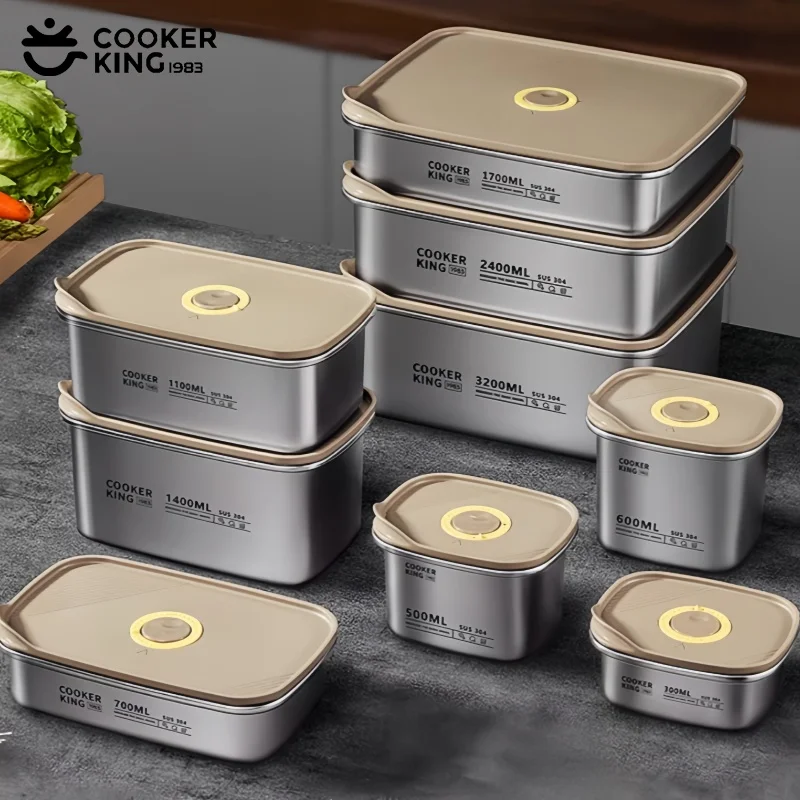 

COOKER KING коробка для хранения продуктов из нержавеющей стали портативная коробка для фруктов, обеда, бенто, герметичная коробка для хранения пищевых продуктов, домашняя коробка для хранения свежести