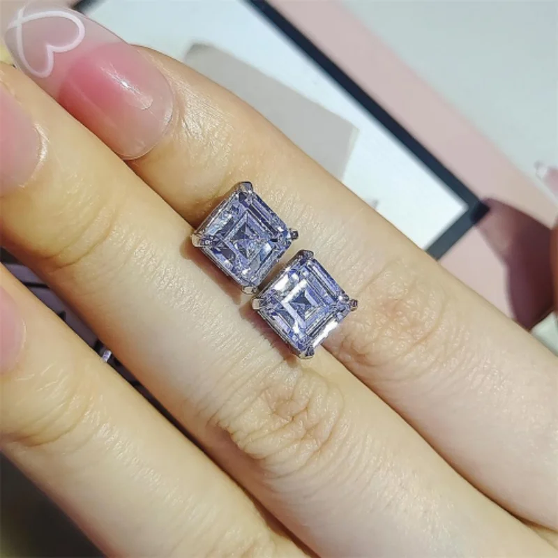 2022 New Luxury princess cut Zircon S925 Sterling silver korean Earrings for Women cheap items with free shipping