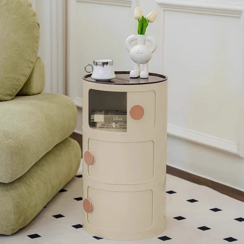 Nordic Bedside Table Circular Nightstand with Storage Space-Efficient Plastic Organizer for Modern Bedrooms image 4