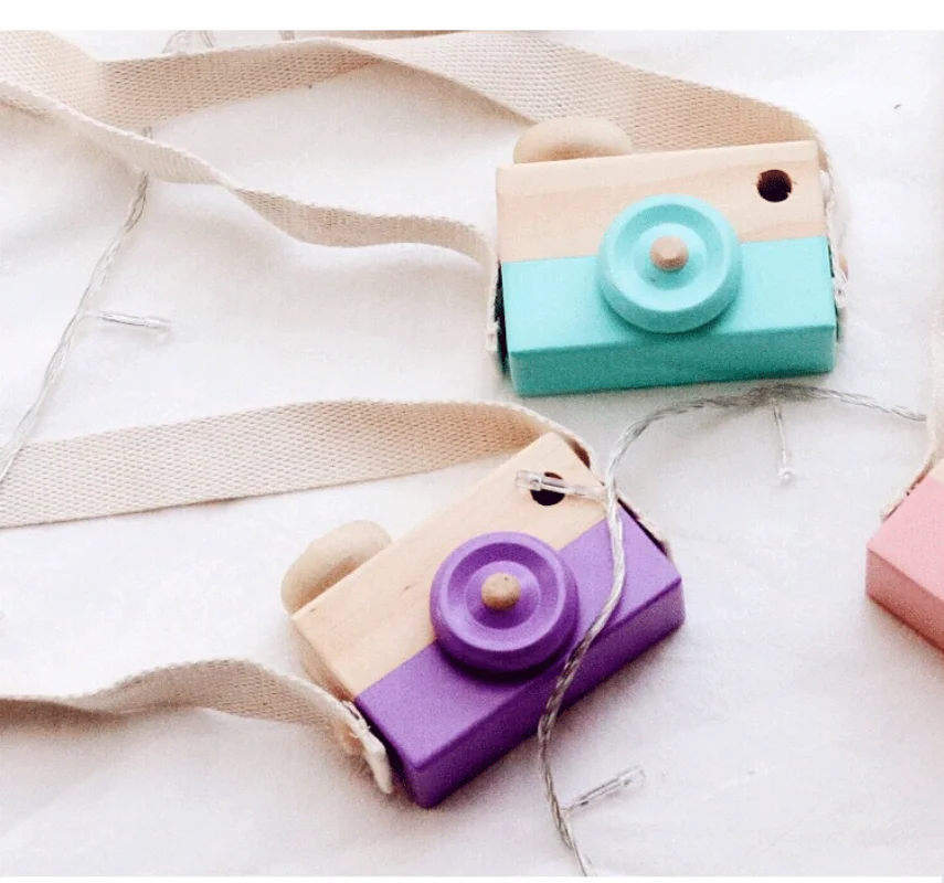 Wooden Fashion Camera Baby Toys Pendant Baby Block Montessori Toys for Children Wooden DIY Presents Nursing Gift Outdoor Toys