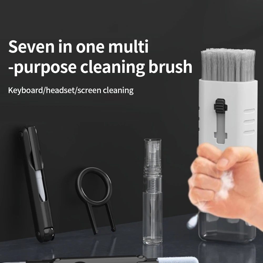 ทําความสะอาดหน้าจอหลายสี 7-in-1 ชุดทําความสะอาด 7-in-1 PULLER ชุดหูฟังโทรศัพท์ทีวีคอมพิวเตอร์หน้าจอแปรงทําความสะอาดคีย์บอร์ด