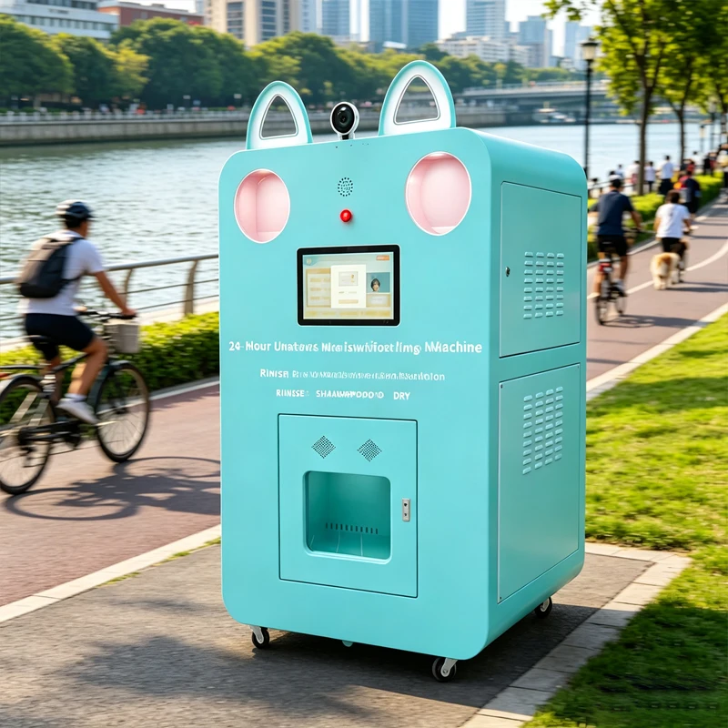 24‑Hour Unattended Pet Wash Station Self Service Dog Bathing Machine For Riverside Cycling Path Customized