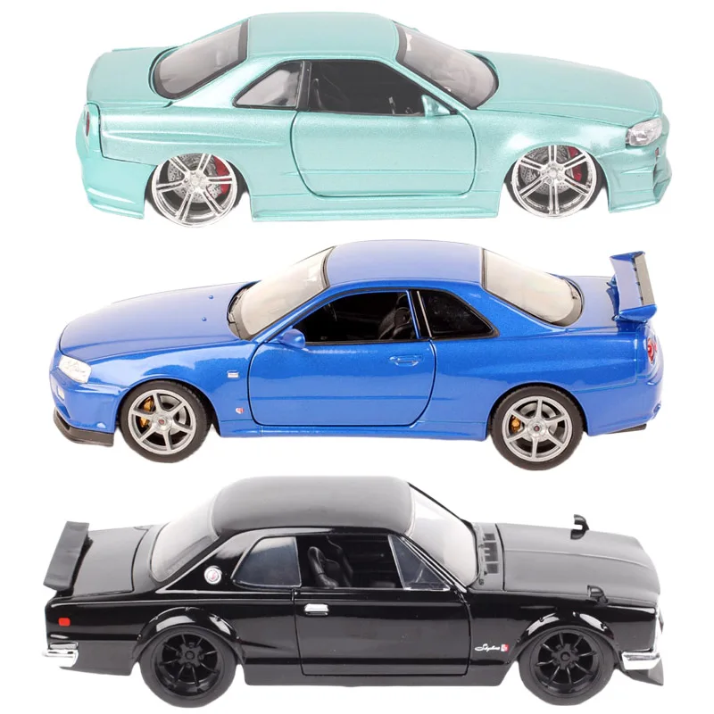 Car Only ! Welly 1/24 Scale Nissan Skyline GTR R34 R35 GT-R C10 BNR34 Racing Diecasts & Toy Vehicles Car Model