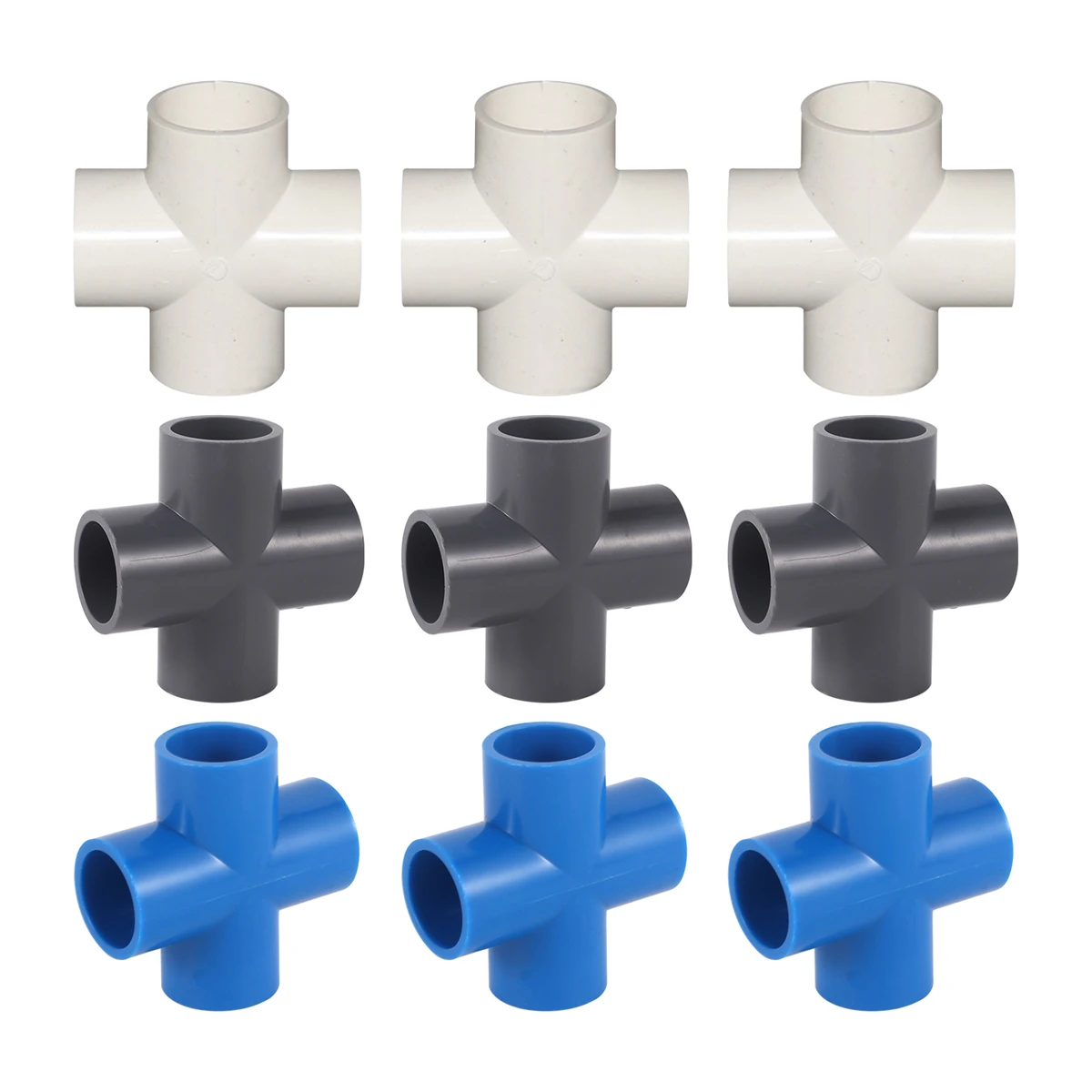 PVC 4-way Horizontal Plane Joint 20/25/32mm Equal Diameter Cross Viscose Garden Fish Tank Water Pipe Accessories White/Blue/Grey