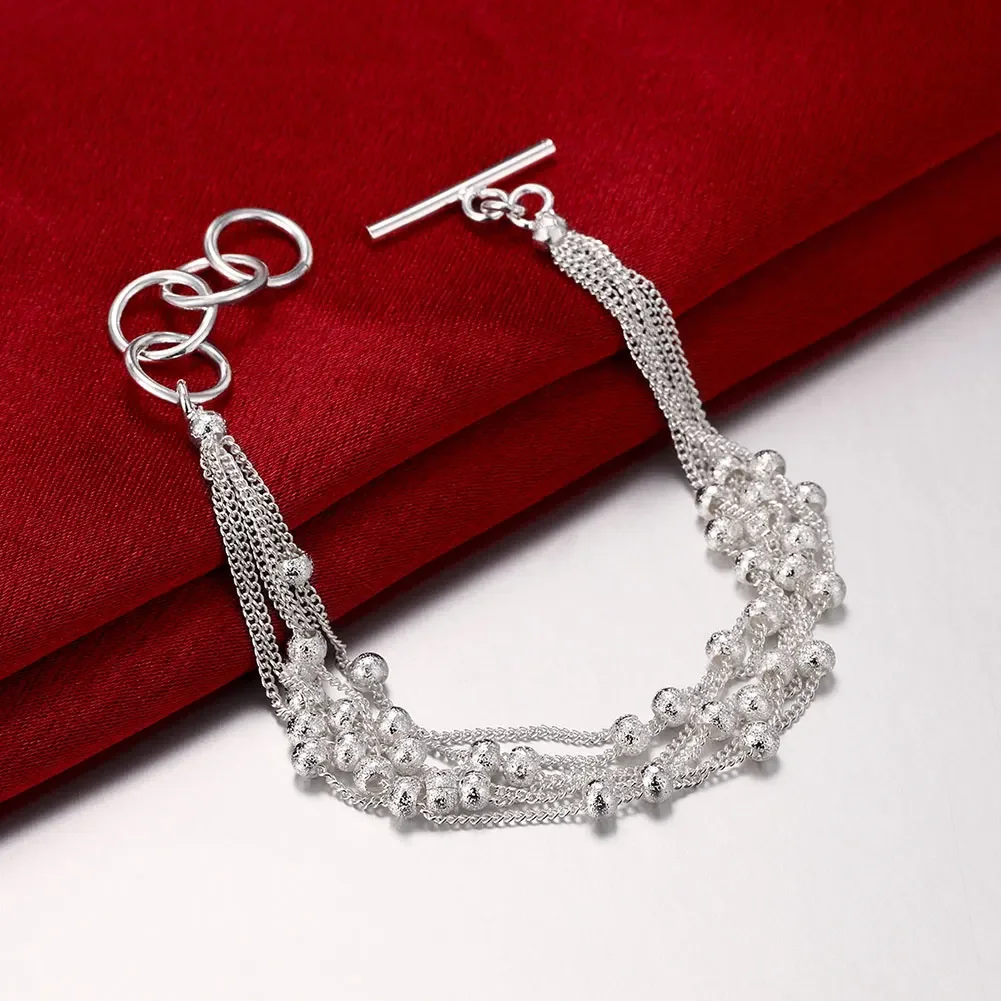 Hot new Jewelry set 925 sterling silver Bracelets necklace for women classic Fringe line frosted beads chain Fashion Party