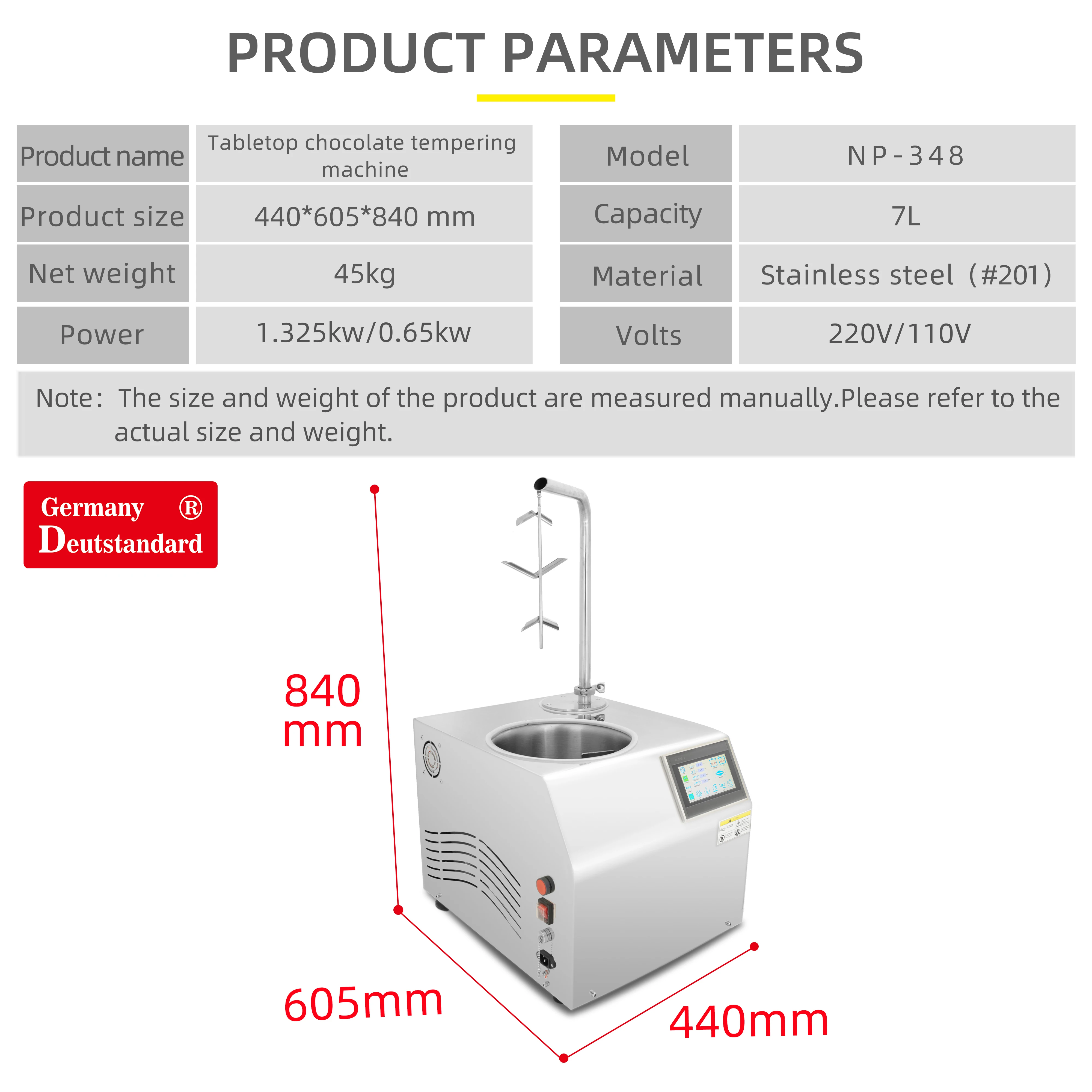 デュートスタンダードNP-348テンパリングチョコレートファウンテンマシンストロベリーチョコレートマシン