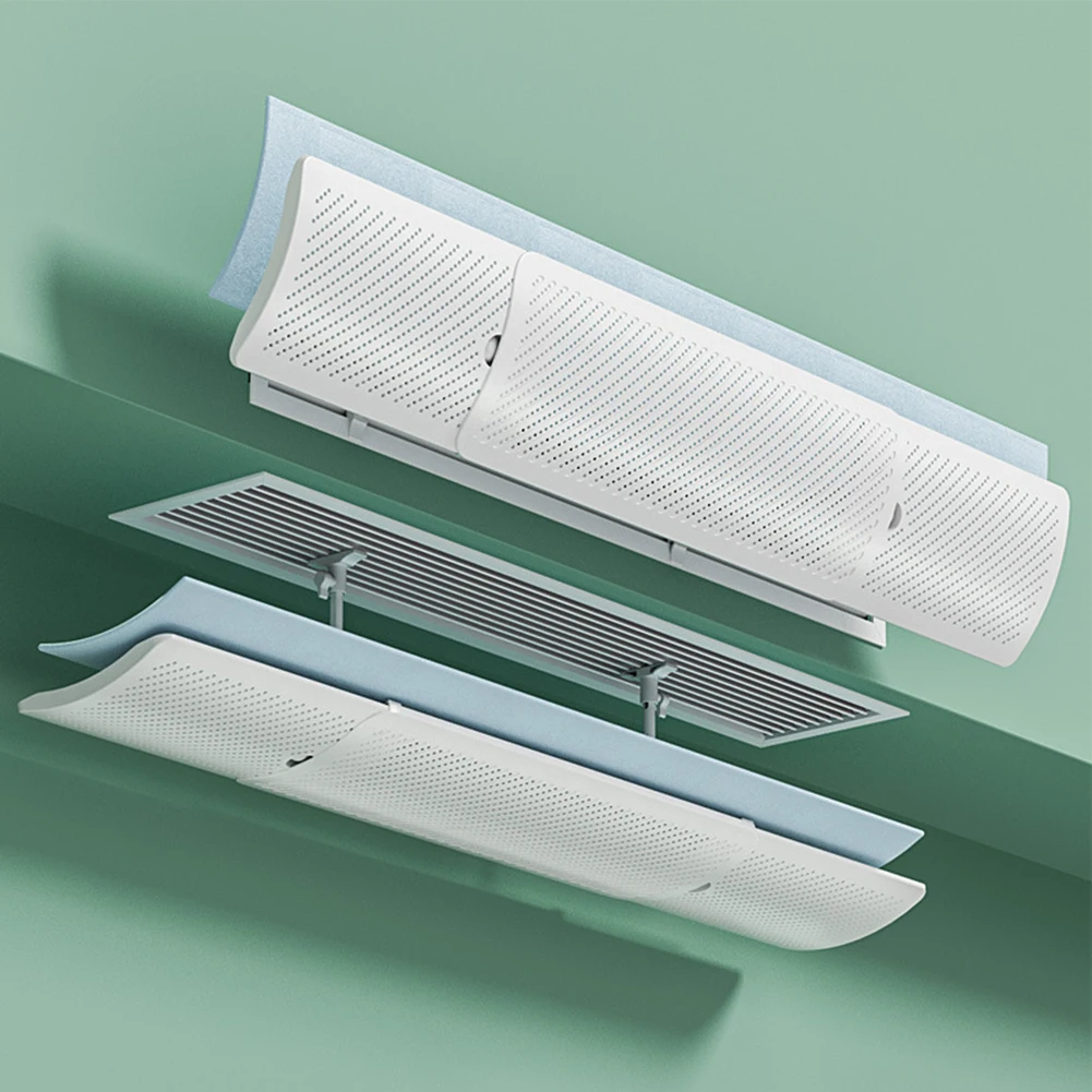 Adjustable AC Air Deflector with Purifying Filter Cotton for Central Air Conditioners Designed to Fit Ceiling and Side AC Vents