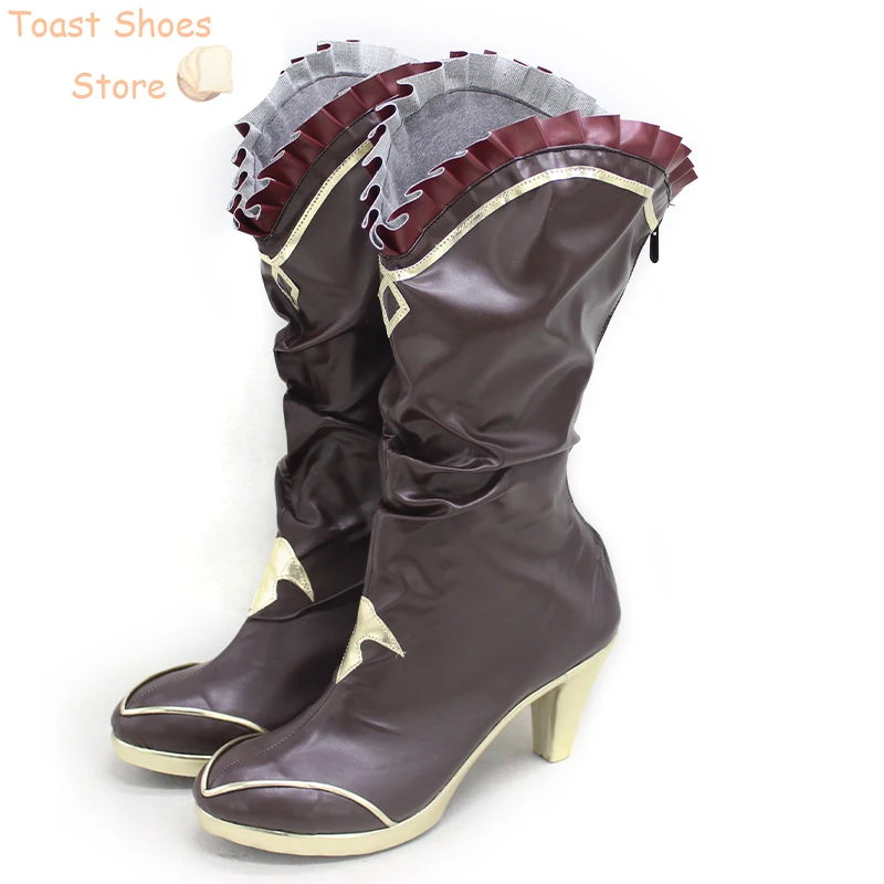 Nanashi Mumei-Botas de cuero PU de tacón alto para disfraz, zapatos de Cosplay para Halloween, Carnaval, utilería