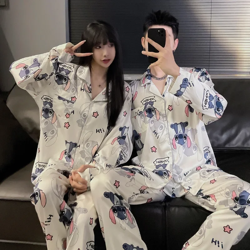 Sanrio cartoon animation Kulomi couple pajamas, autumn new long-sleeved cute men's casual and comfortable outer loungewear suit