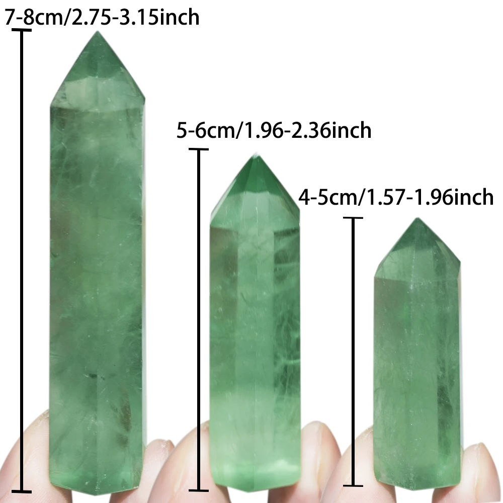 4PCS Natural Firefly Stone Pillar Handmade Green Polishing Love Gift Spiritual Healing Series Mineral Home Decoration Gift