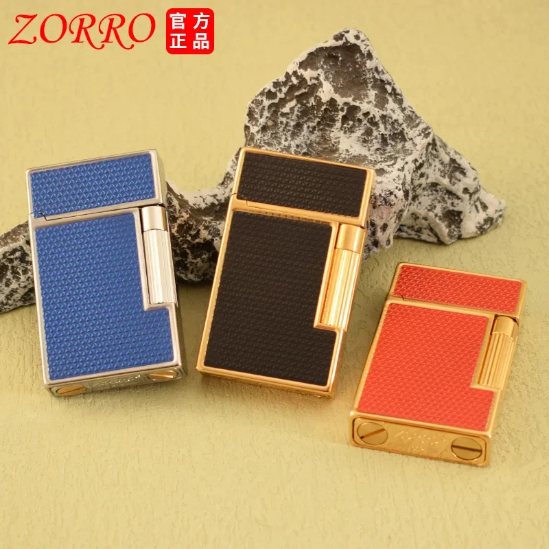 2025 ZORRO Brass Side Pulley Ignited Kerosine Lighter Integrated Oil Tank High end Collection Fuel Oil Lighters Smoking Gadgets
