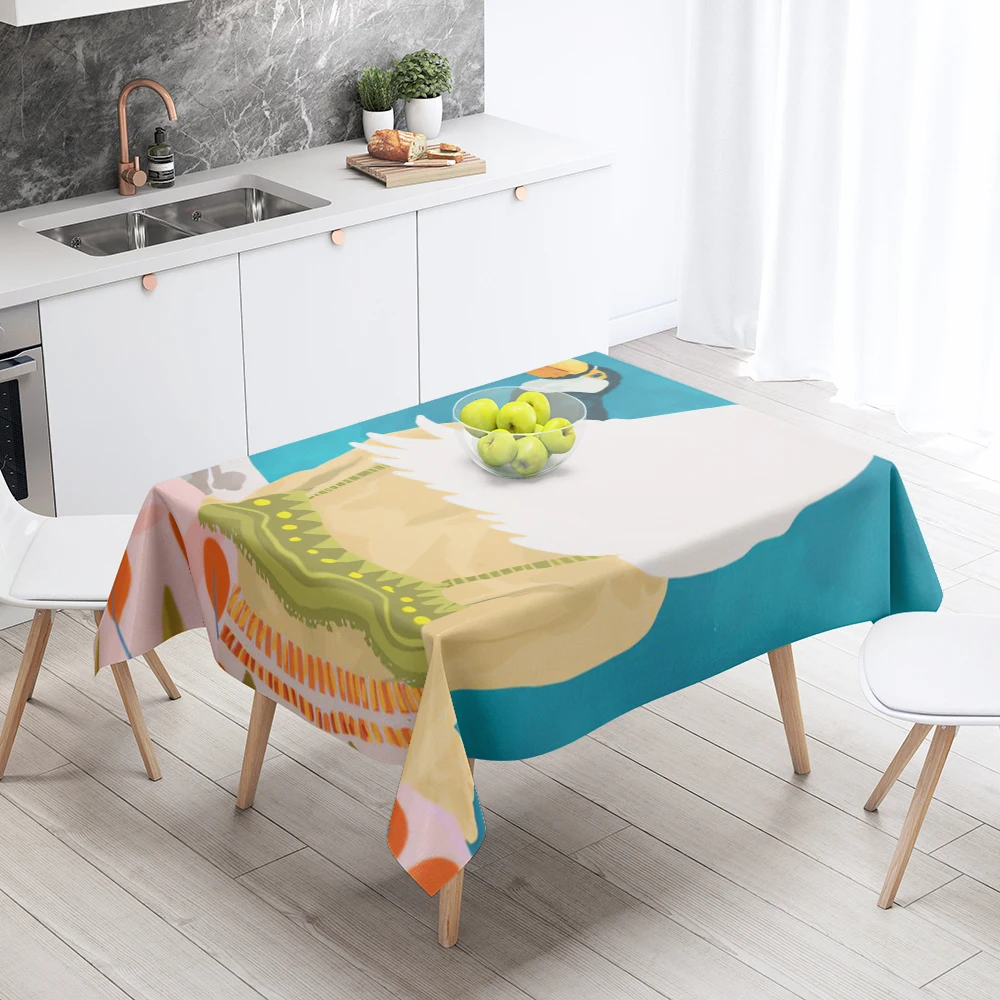 Home tablecloths for dining decoration and rectangular table accessories waterproof cloth Anti-stain restaurant abstract plant