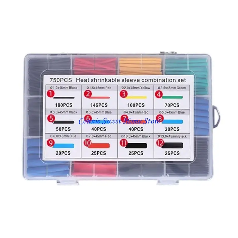 LXAF 750pcs/set Waterproof Heat Shrink Tubes Flame Retardant Tubes for DIY Projects